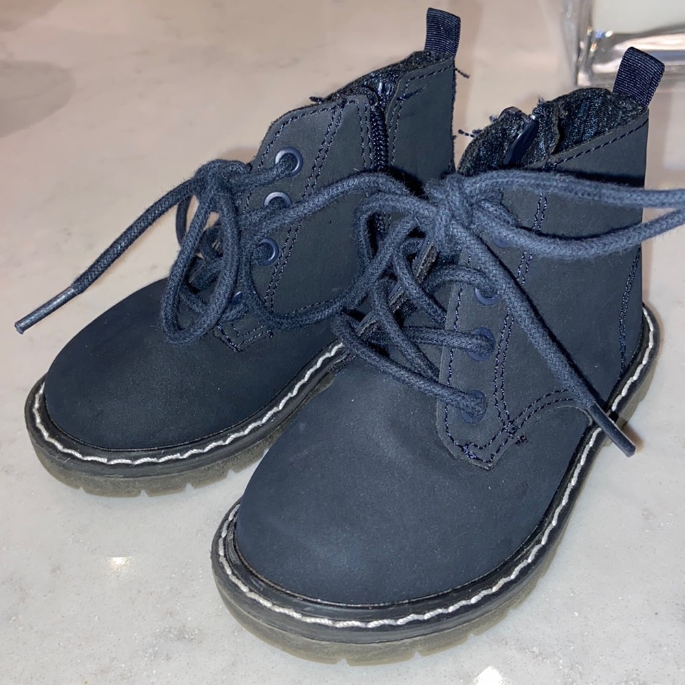Suede Navy blue combat boots
